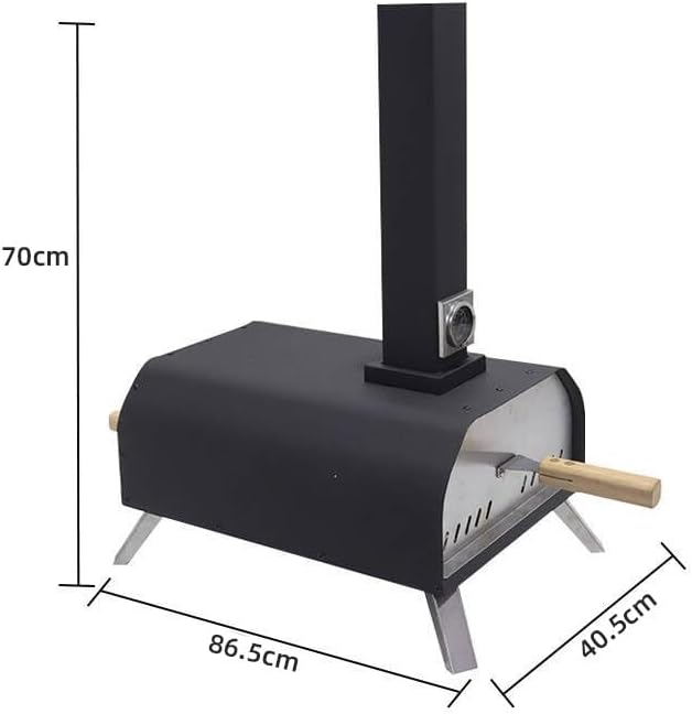 Outdoor Wood Pellet Pizza Oven, Pizza Maker with Rotating Pizza Stone, Built-in Thermometer, Foldable Legs, and Removable Chimney for Backyard, Camping, and BBQ