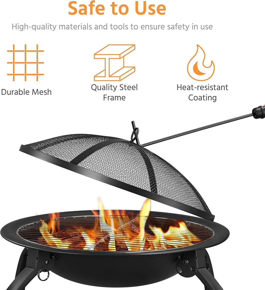 21inch Fire Pit Portable Folding Steel Fire Bowl Garden Treasures Fire Pit for Outside Fireplace