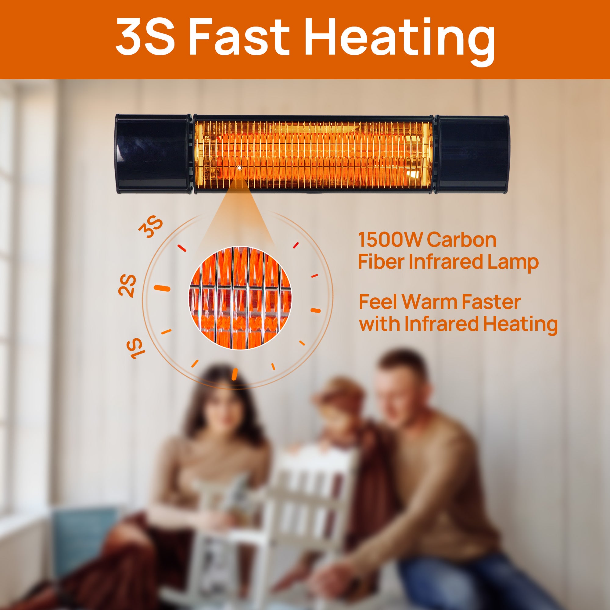 1500-Watt Electric Patio Heater Wall Mounted Ceiling Mounted Heater with Remote Control for Outdoor Indoor