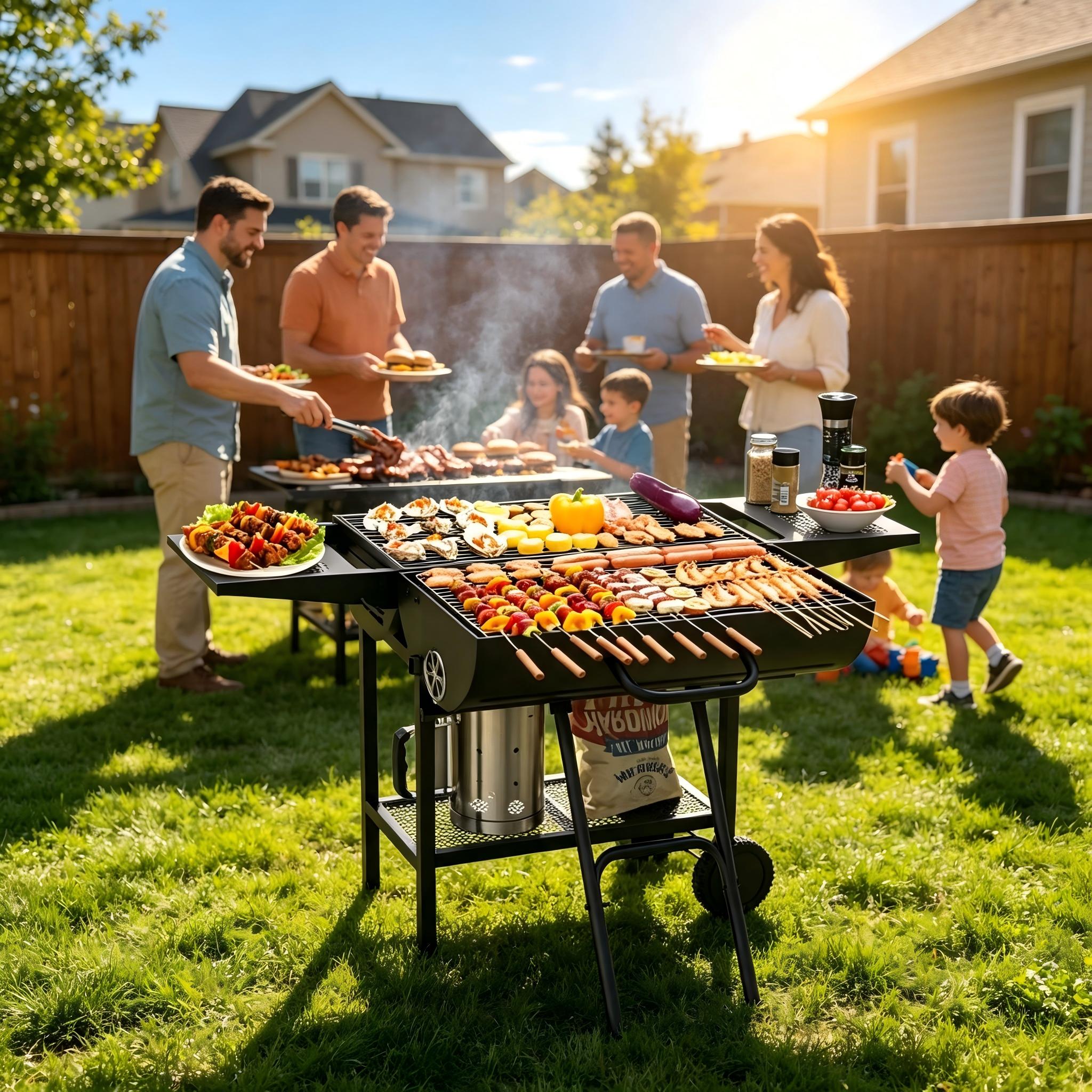 Charcoal Grill with Double Side, Large-Size Cooking Meat Barbecue Grill