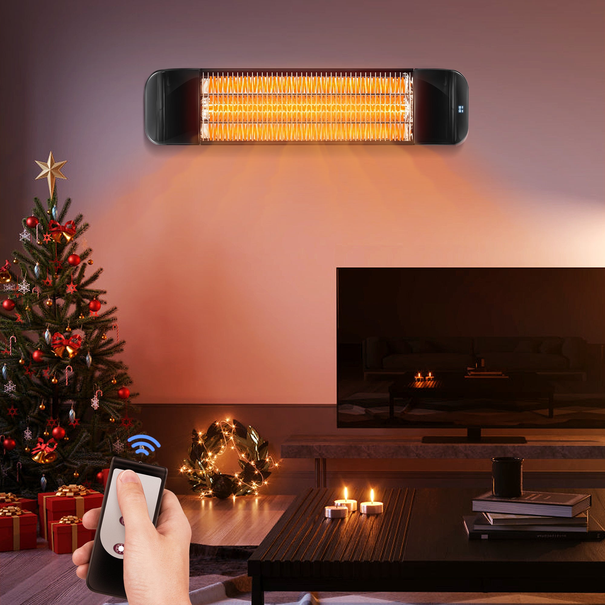 1,500-Watt Outdoor Electric Infrared Heater, Patio Heater for Indoor Outdoor Use