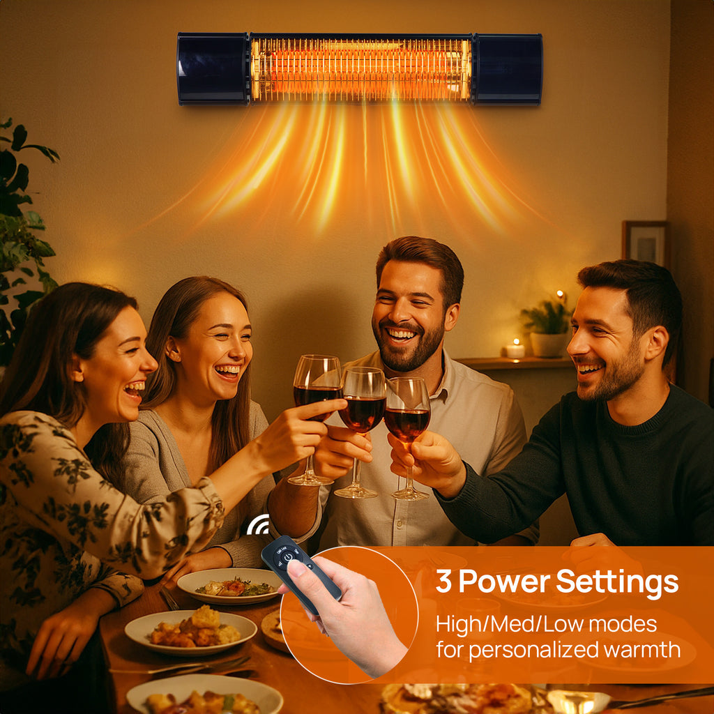 1500-Watt Electric Patio Heater Wall Mounted Ceiling Mounted Heater with Remote Control for Outdoor Indoor