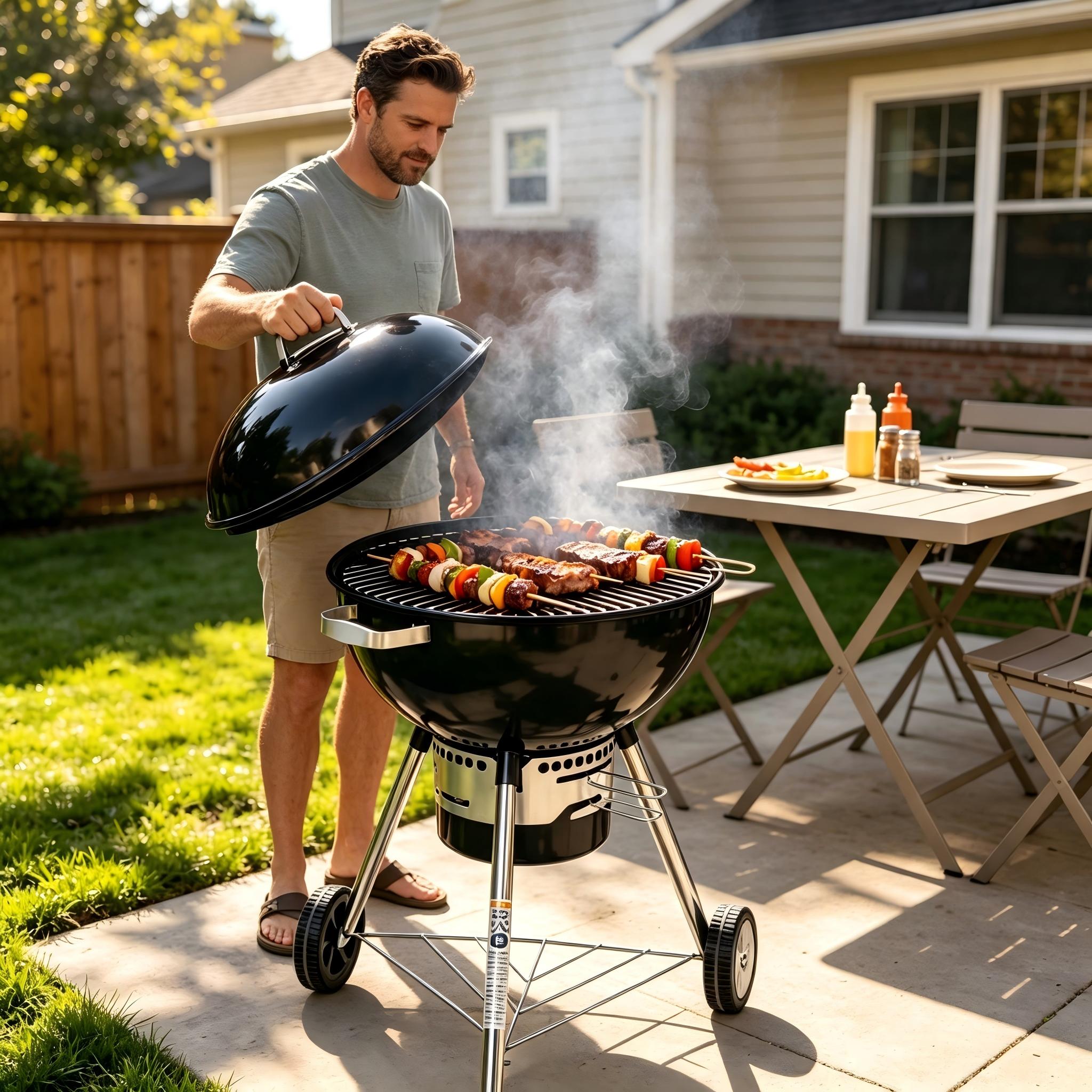 Premium Charcoal Grill in Black, 22-Inch