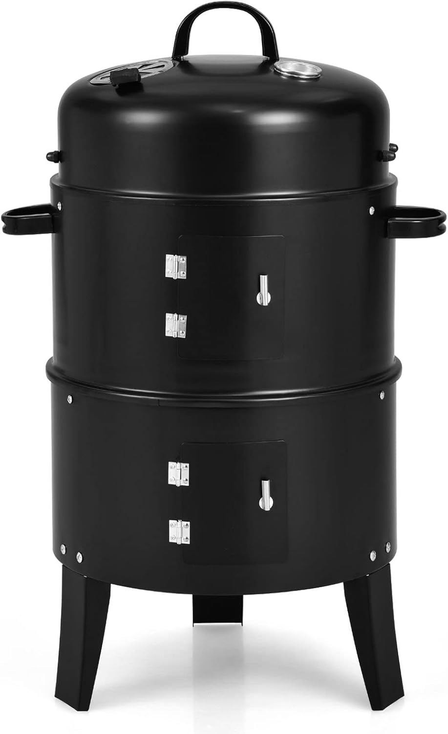 3-in-1 Charcoal Smoker Grill with 2-Layer Separable BBQ Grills for Camping &amp; Family Cooking