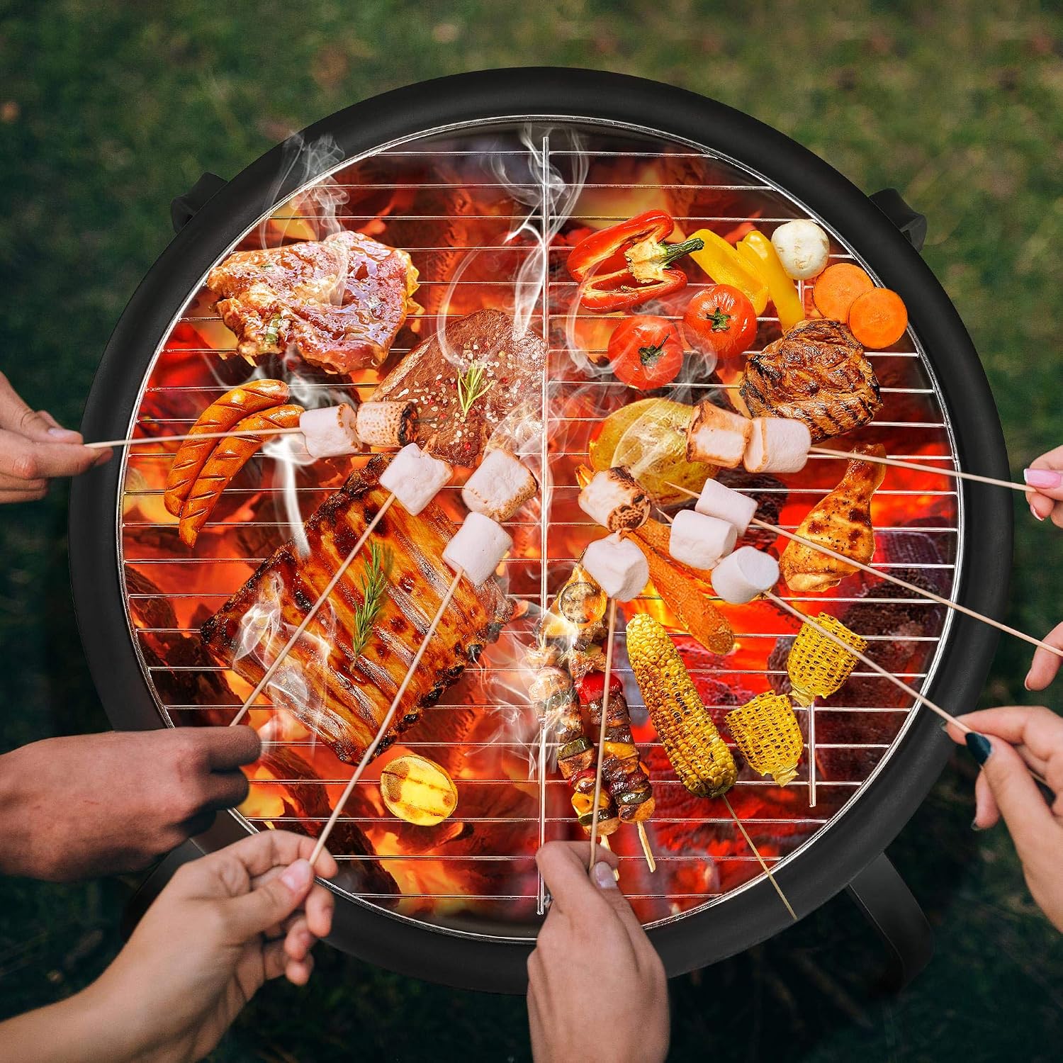 21inch Fire Pit Portable Folding Steel Fire Bowl Garden Treasures Fire Pit for Outside Fireplace