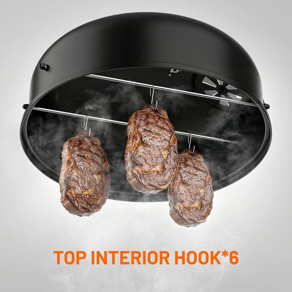 16" Charcoal Smoker Grill, 3 in 1 Heavy Duty Vertical Barbecue Grill, Versatile Outdoor Smoker Grill in Black