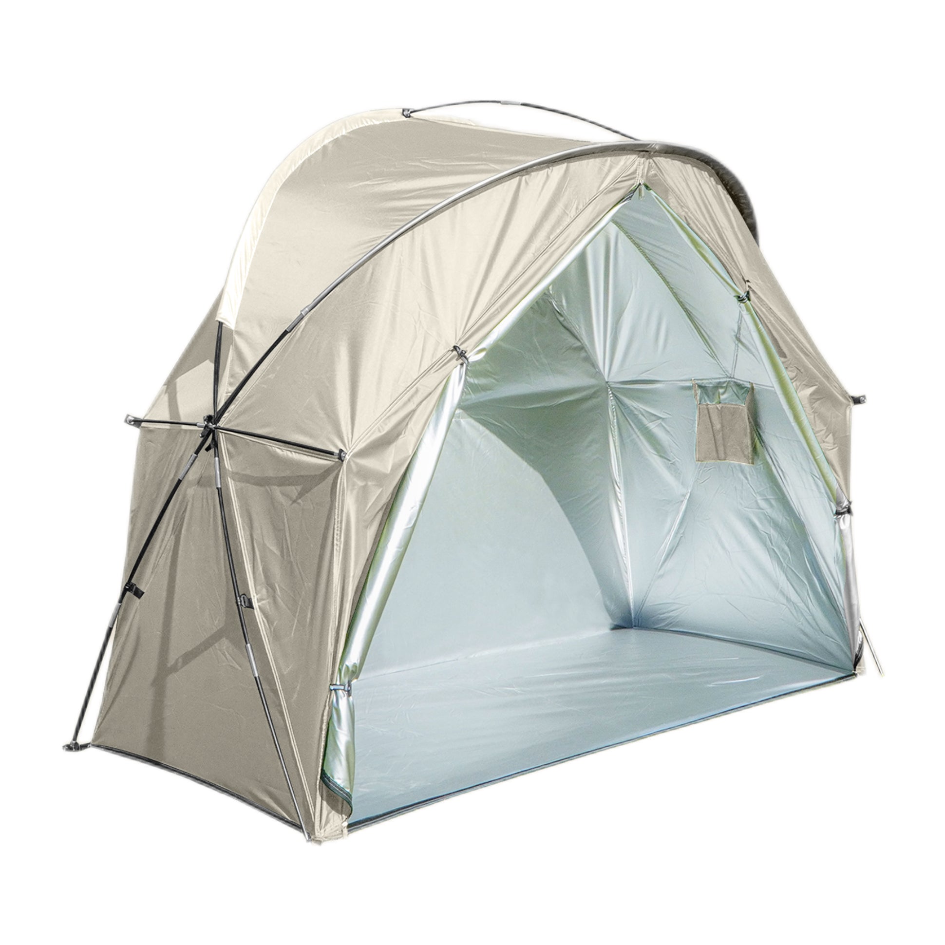 1-Person Outdoor Cot Tent with Zippered Door and Ventilation Window for Camping and Backyard in Khaki, Without Bed
